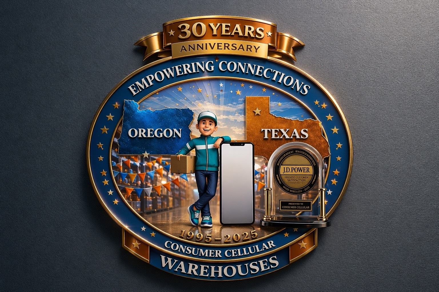 Consumer Cellular Warehouses commemorative emblem