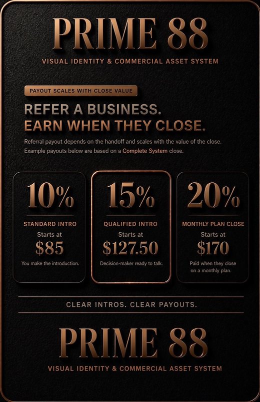 Prime 88 referral payout surface